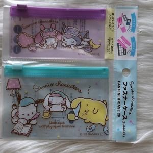 Sanrio Cute small My Melody and Frieds Purple and Blue Zip pouch Ft Pompompurin